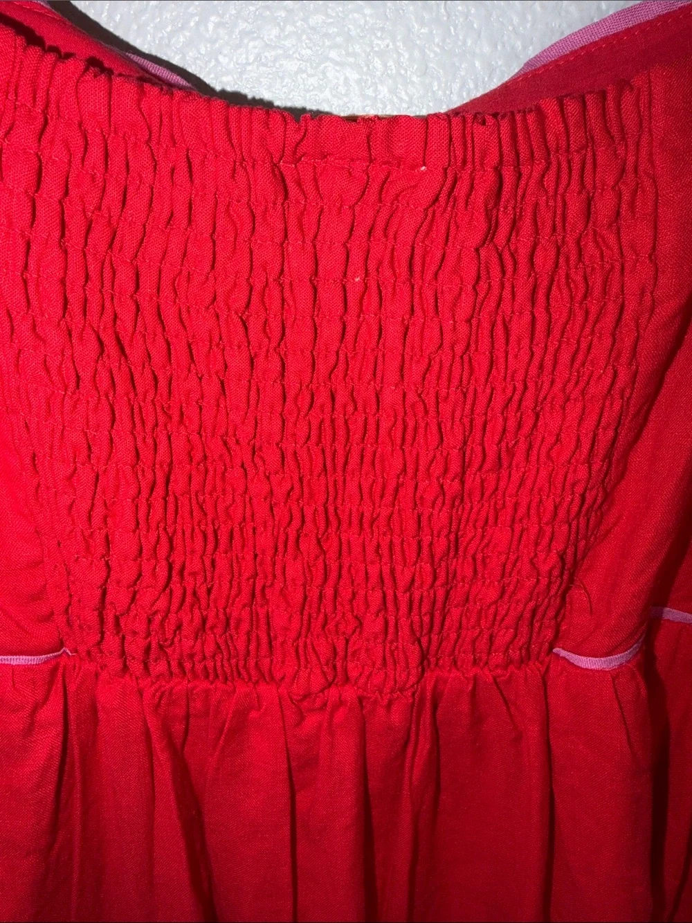 Farm Rio- Red Palm Tree Embroidered Puff-Sleeve-Midi Dress - Picture 11 of 12